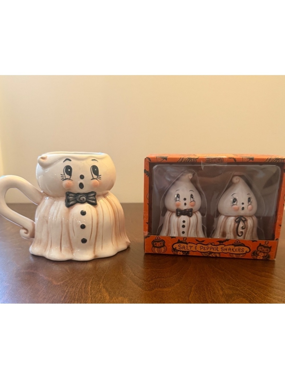 Johanna Parker Halloween Ghost Mug and Salt & Pepper Shakers Set